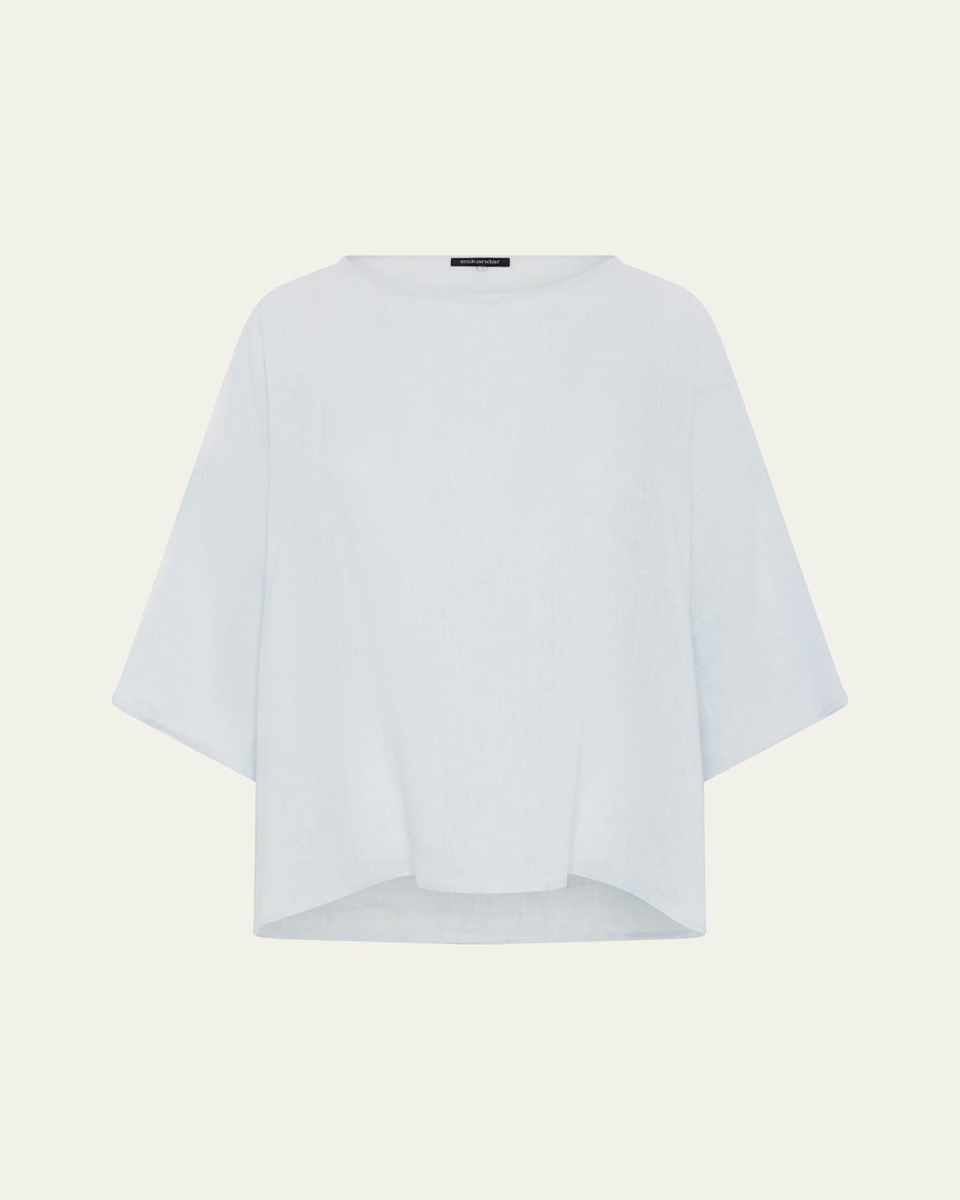 Sloped Shoulder Wide A-Line Scoop Neck Top (Mid Length)